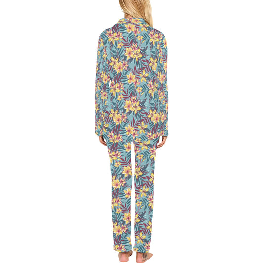 Summer Floral Print Design LKS304 Women's Long Pajama Set