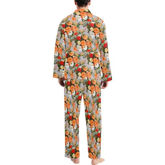 Lisianthus Pattern Print Design LT04 Men's Long Pajama Set
