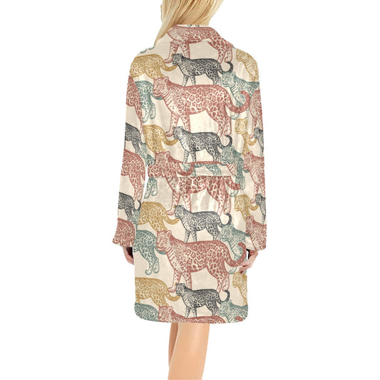 Jaguar Pattern Print Design 01 Women's Fleece Robe