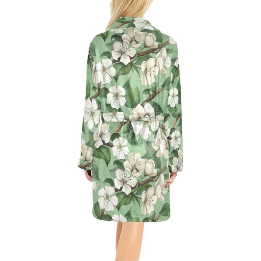 Apple blossom Pattern Print Design AB02 Women's Fleece Robe
