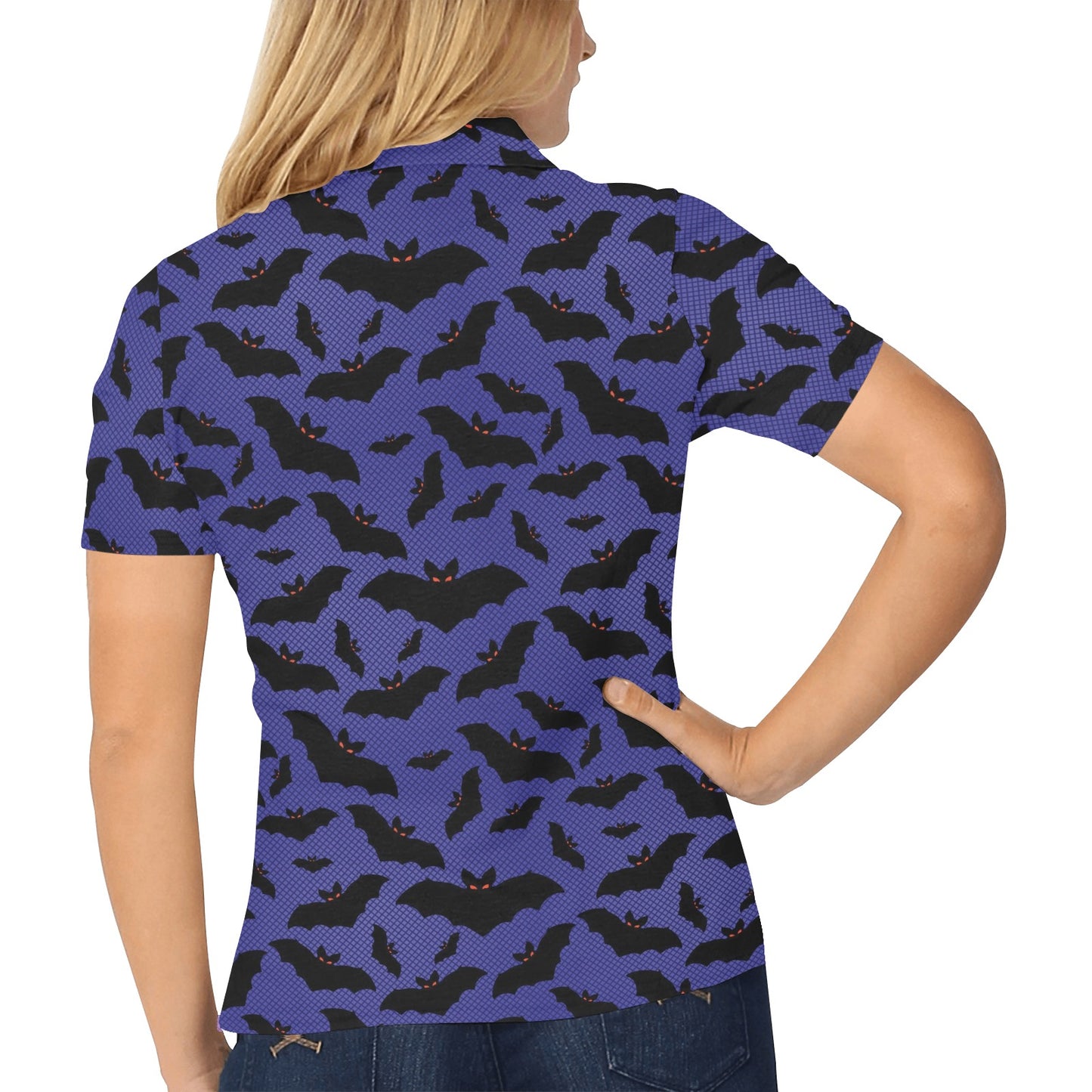 Bat Halloween Pattern Print Design 02 Women's Polo Shirt