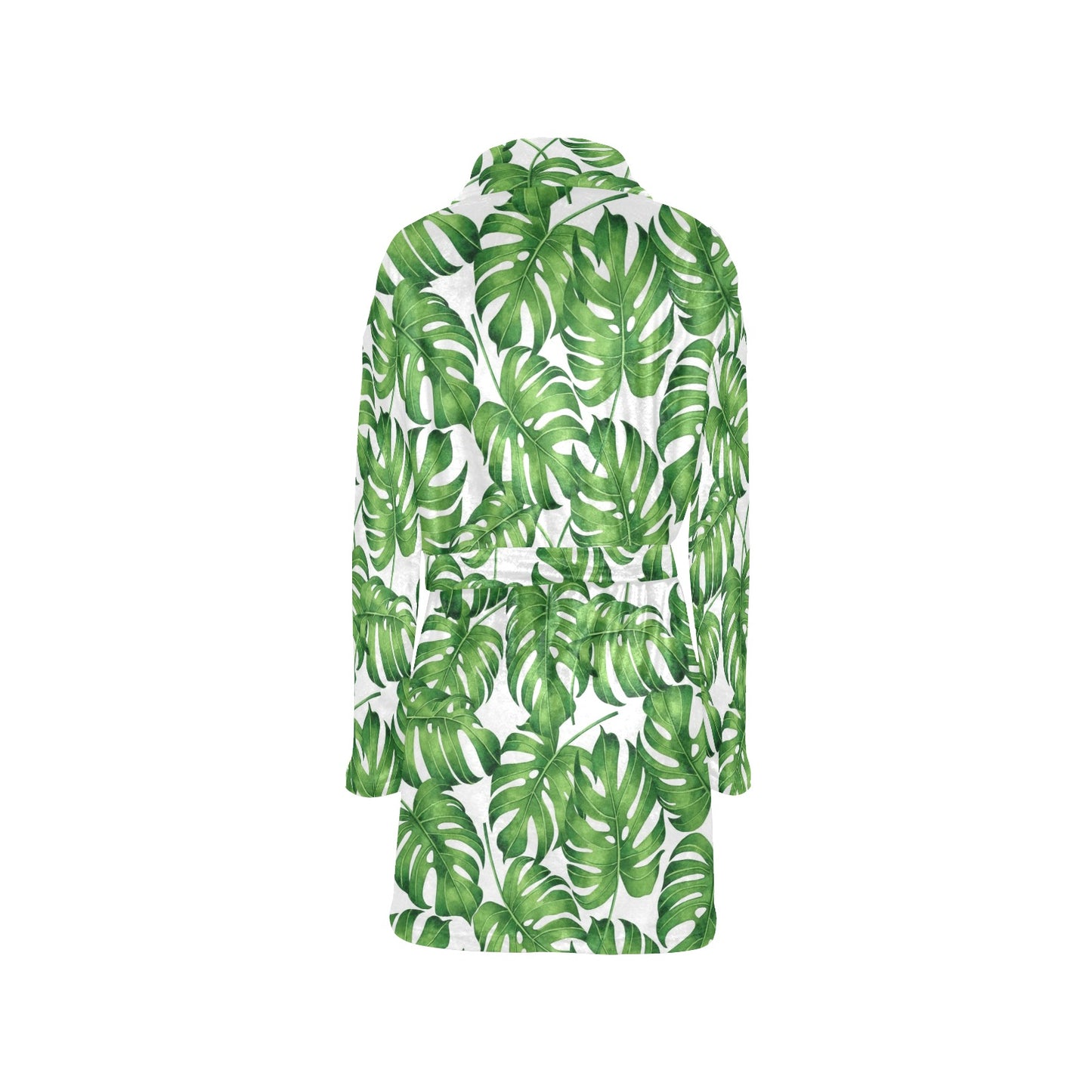 Palm Leaves Pattern Print Design PL08 Women's Fleece Robe