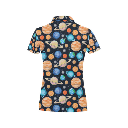 Planet Colorful Print Design LKS301 Women's Polo Shirt