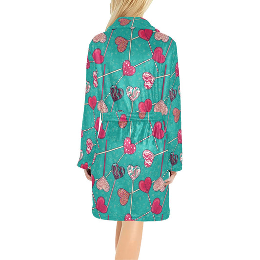 Lollipop Pattern Print Design LL01 Women's Fleece Robe
