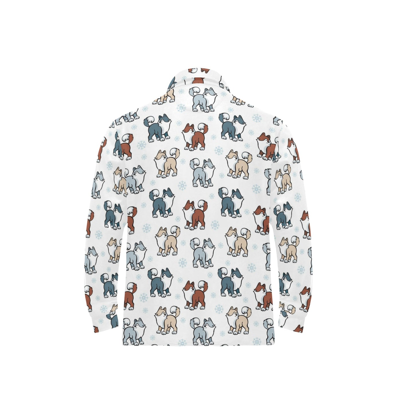 Alaskan Malamute Pattern Print Design 02 Long Sleeve Polo Shirt For Men's