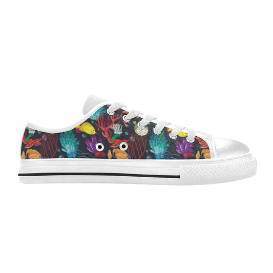 Underwater Cute Print Design LKS303 Women's White Low Top Shoes