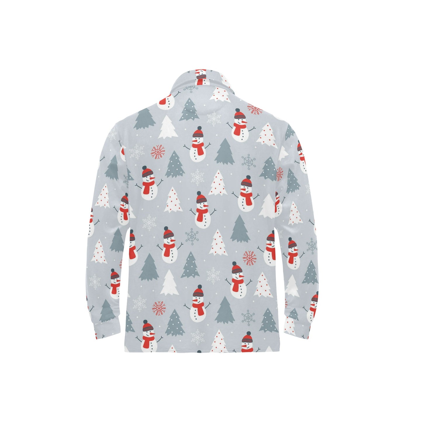 Snowman Print Design LKS302 Long Sleeve Polo Shirt For Men's
