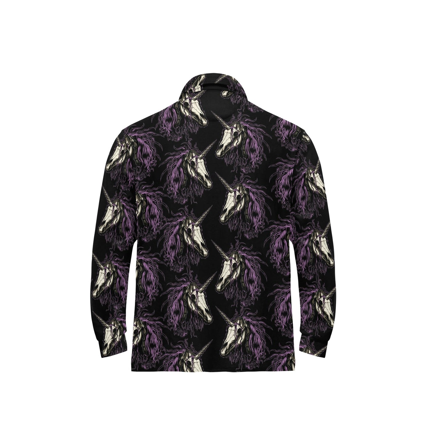 Unicorn Skull head Long Sleeve Polo Shirt For Men's