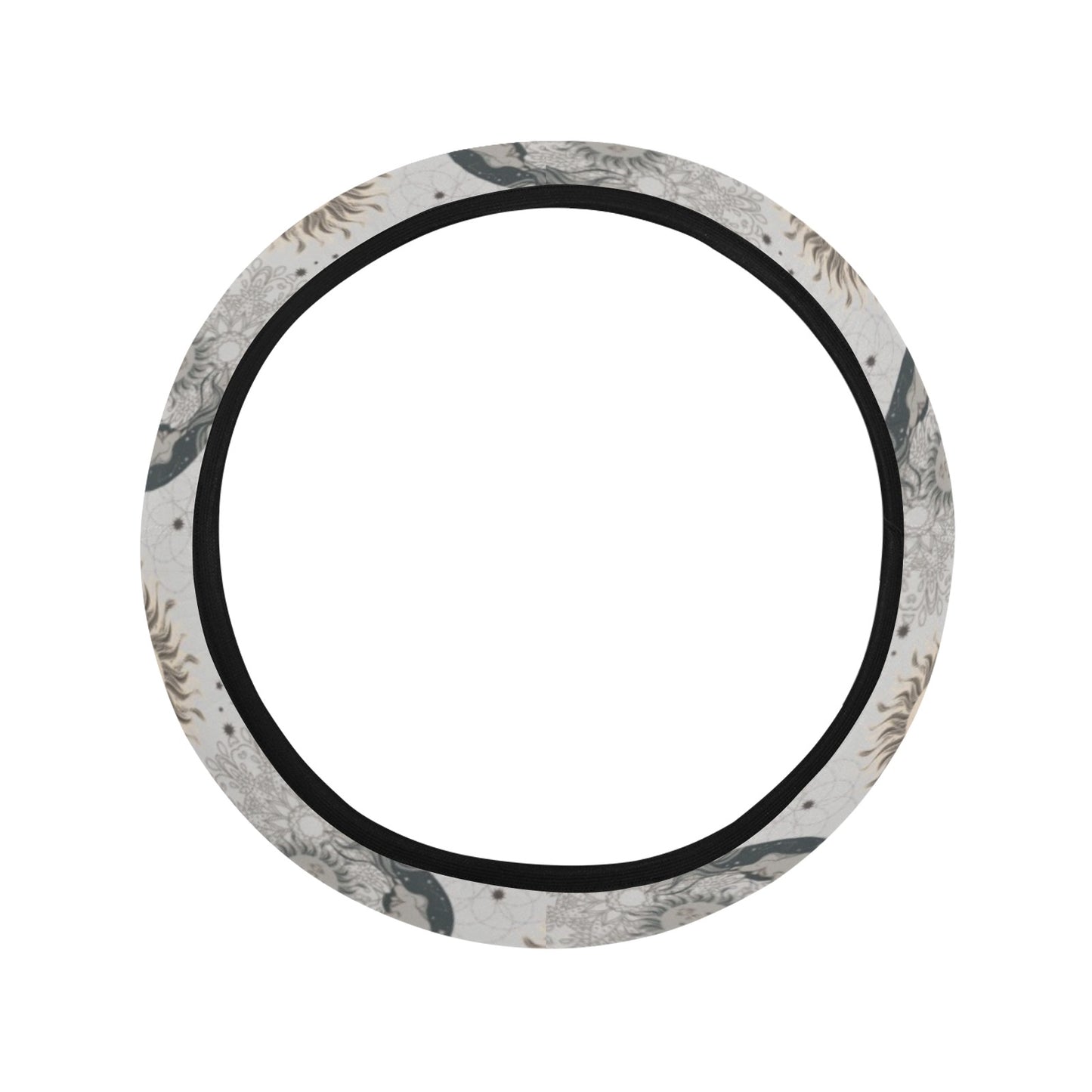 Sun Moon Print Design LKS302 Steering Wheel Cover with Elastic Edge