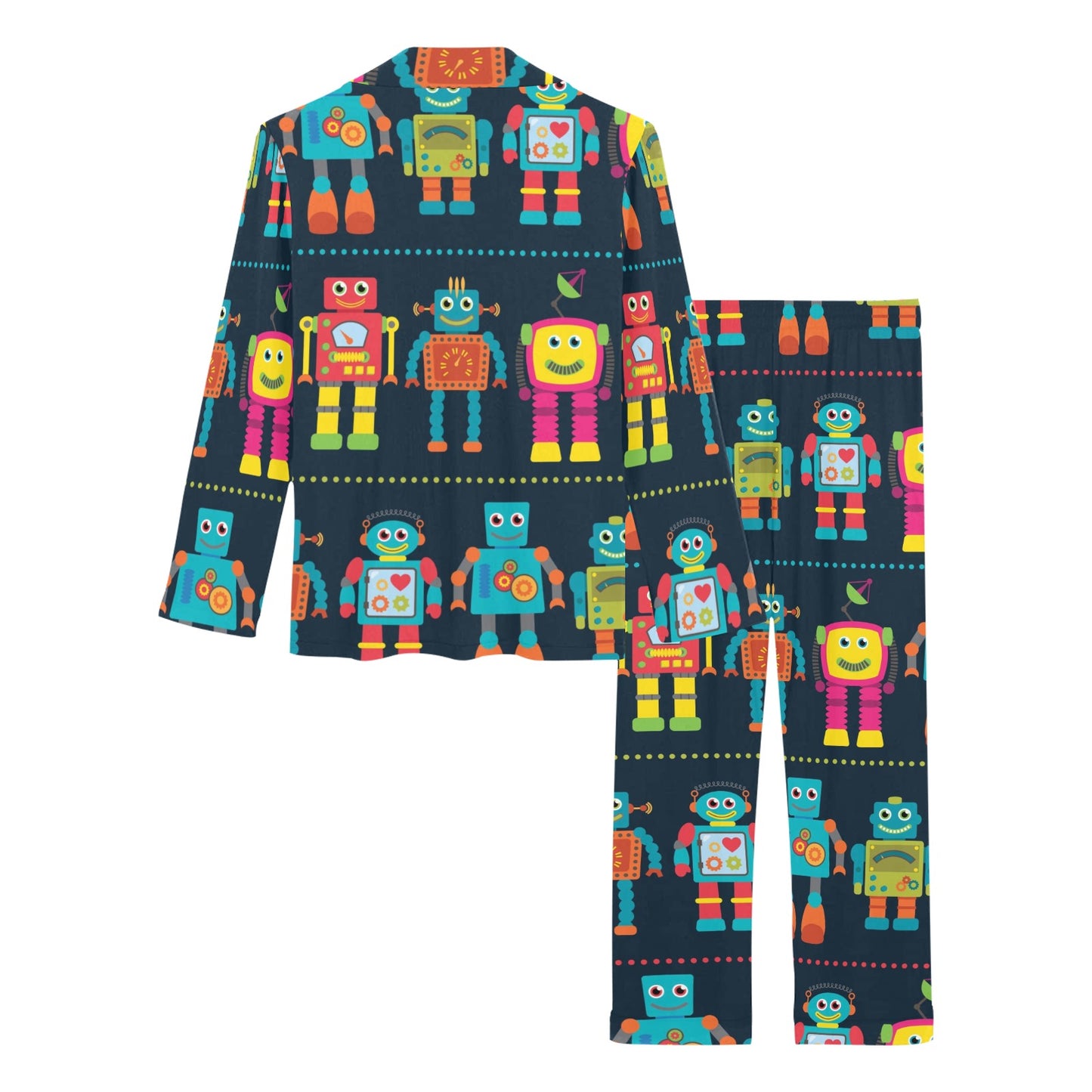 Robot Pattern Print Design A01 Women's Long Pajama Set