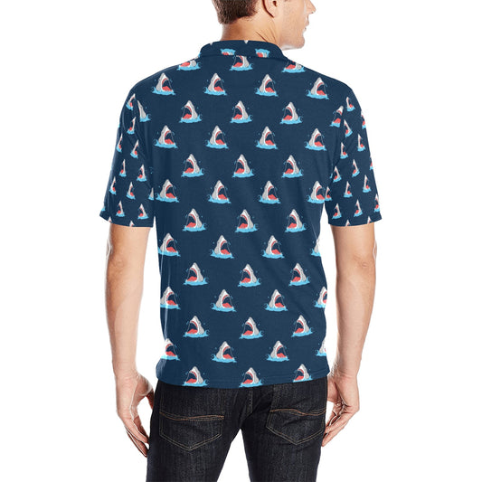 Shark Print Design LKS3010 Men Polo Shirt