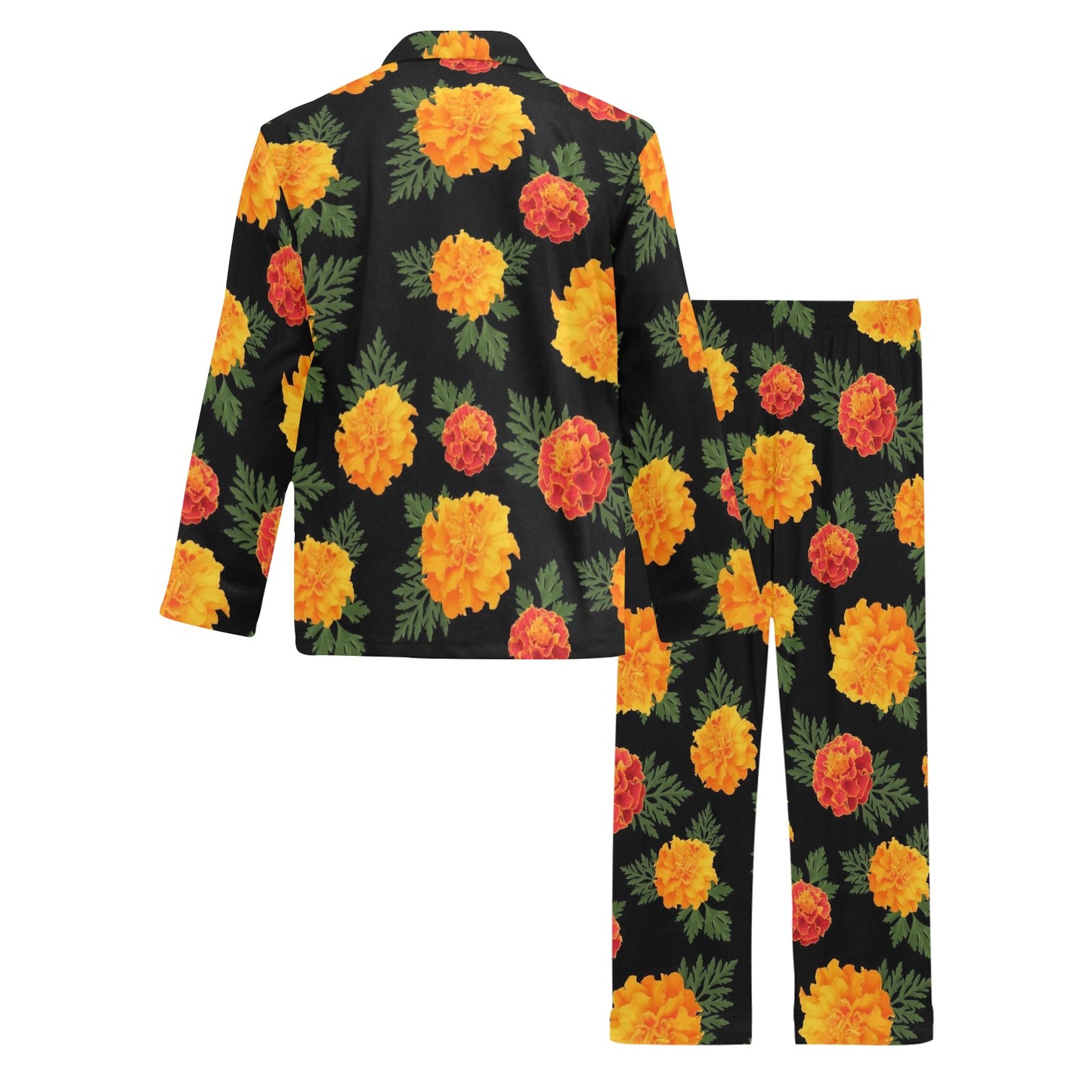 Marigold Pattern Print Design MR05 Men's Long Pajama Set
