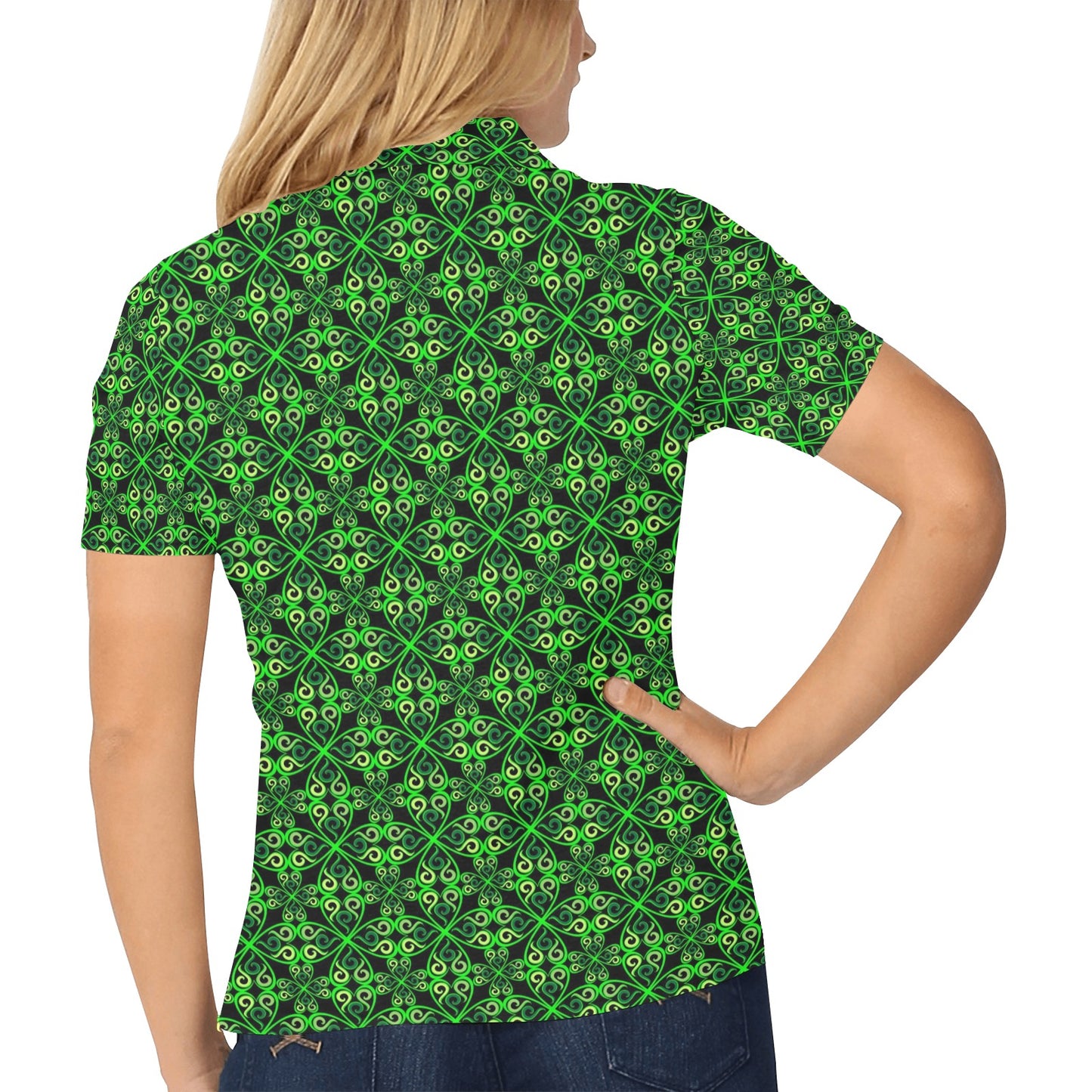 Celtic Green Neon Design Women's Polo Shirt