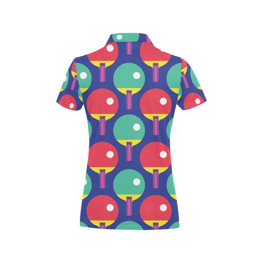 Ping Pong Pattern Print Design A03 Women's Polo Shirt