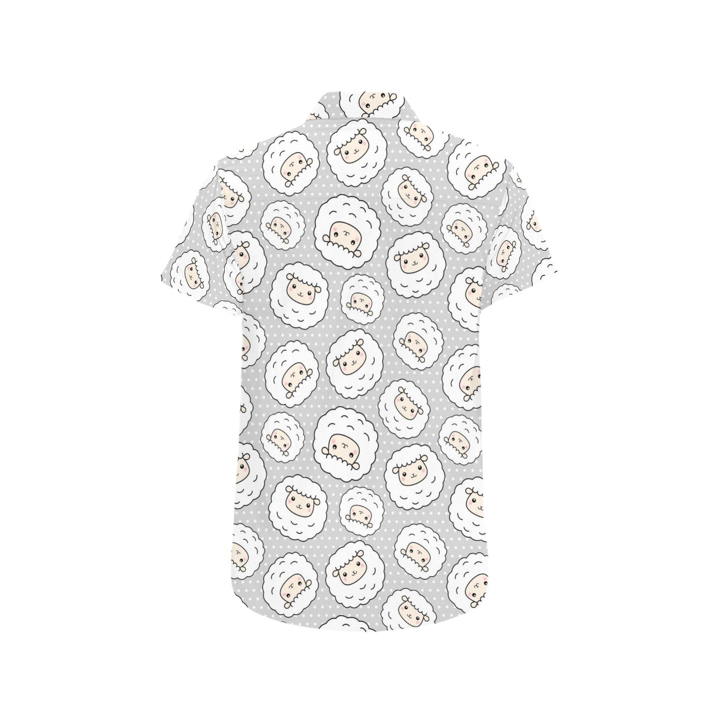 Sheep Print Design LKS401 Men Short Sleeve Button Up Shirt
