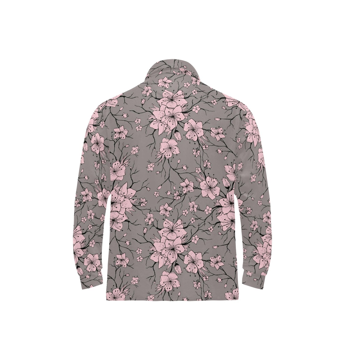 Cherry Blossom Pattern Print Design CB05 Long Sleeve Polo Shirt For Men's