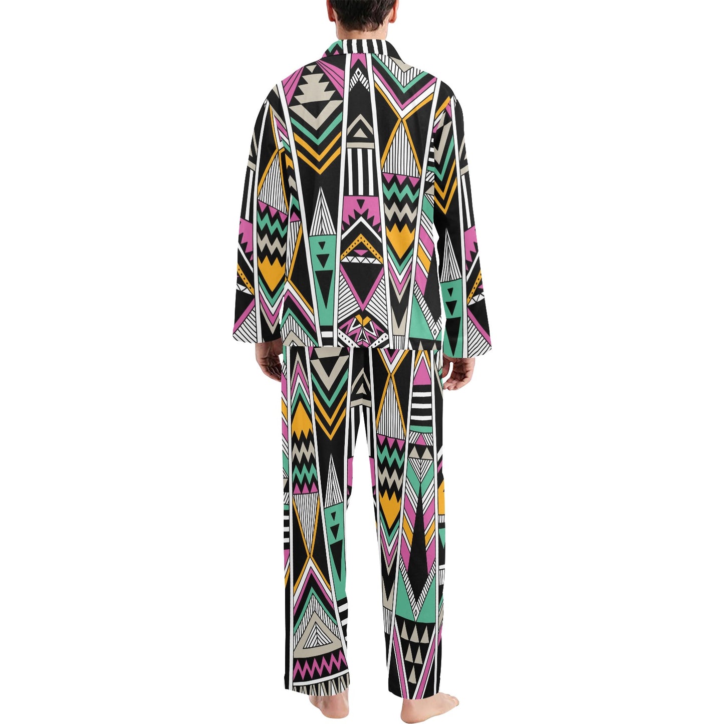Tribal Aztec Triangle Men's Long Pajama Set