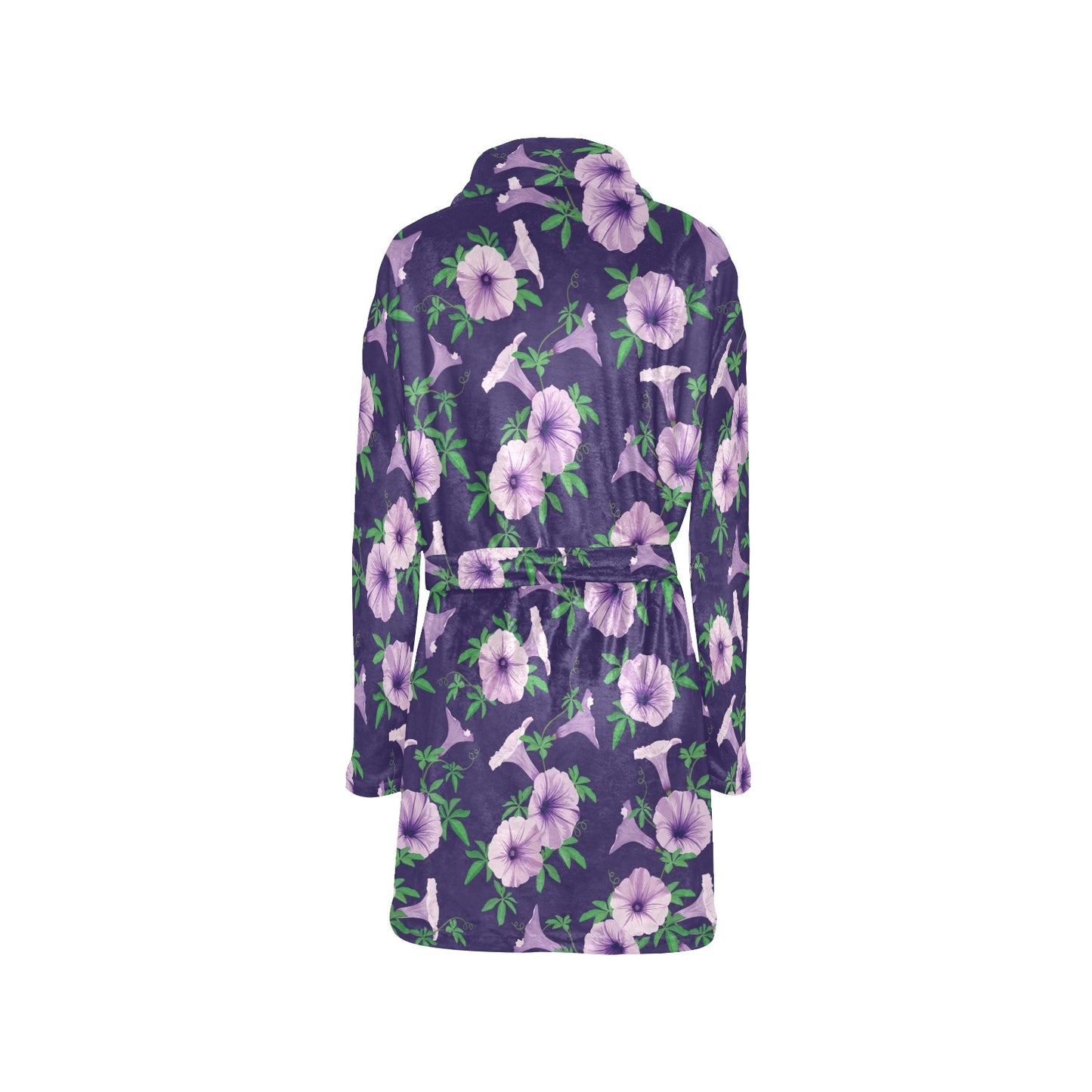 Morning Glory Pattern Print Design MG01 Women's Fleece Robe