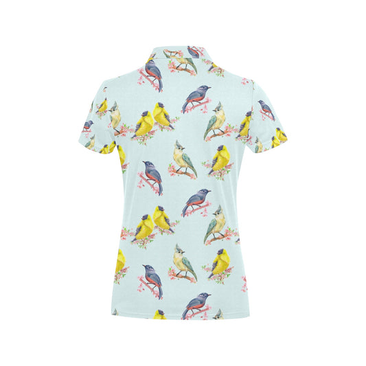 Bird Sweet Themed Print Pattern Women's Polo Shirt