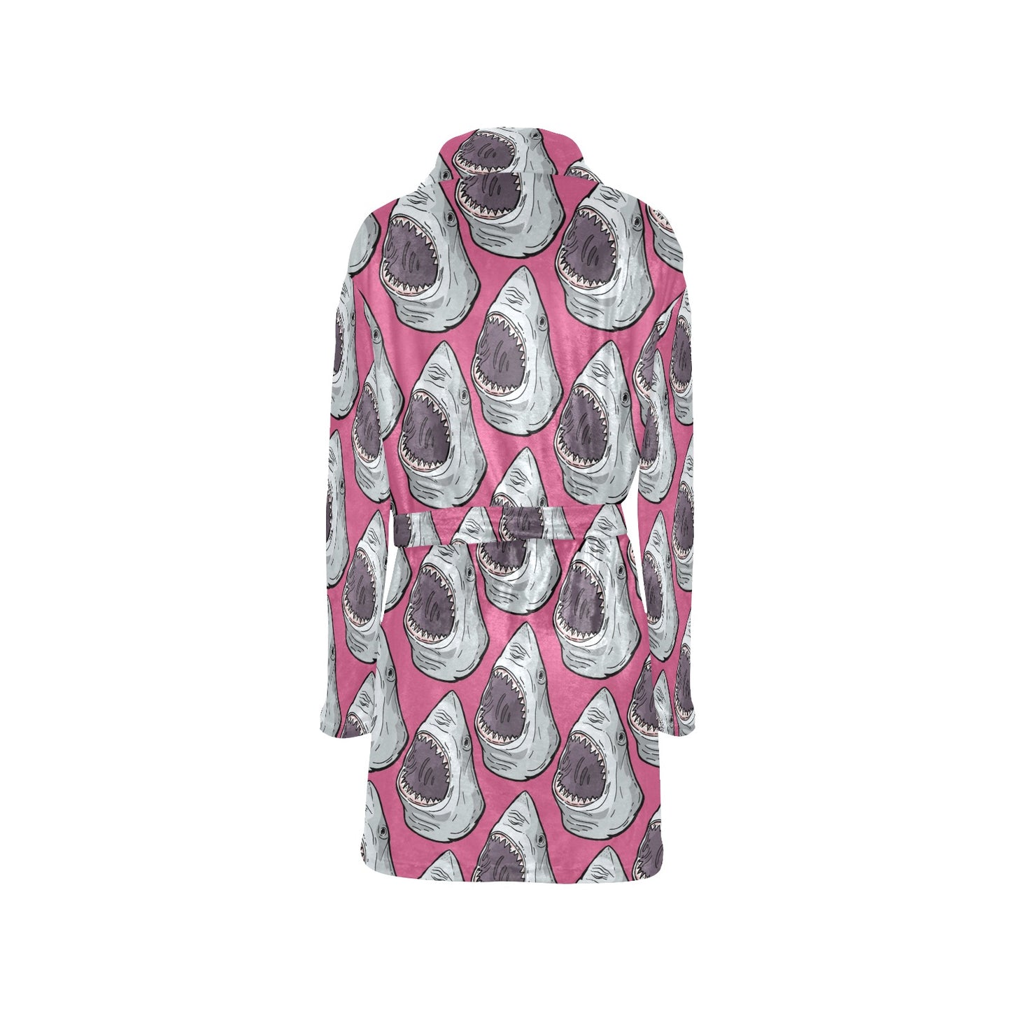 Great White Shark Pattern Print Design 01 Women's Fleece Robe