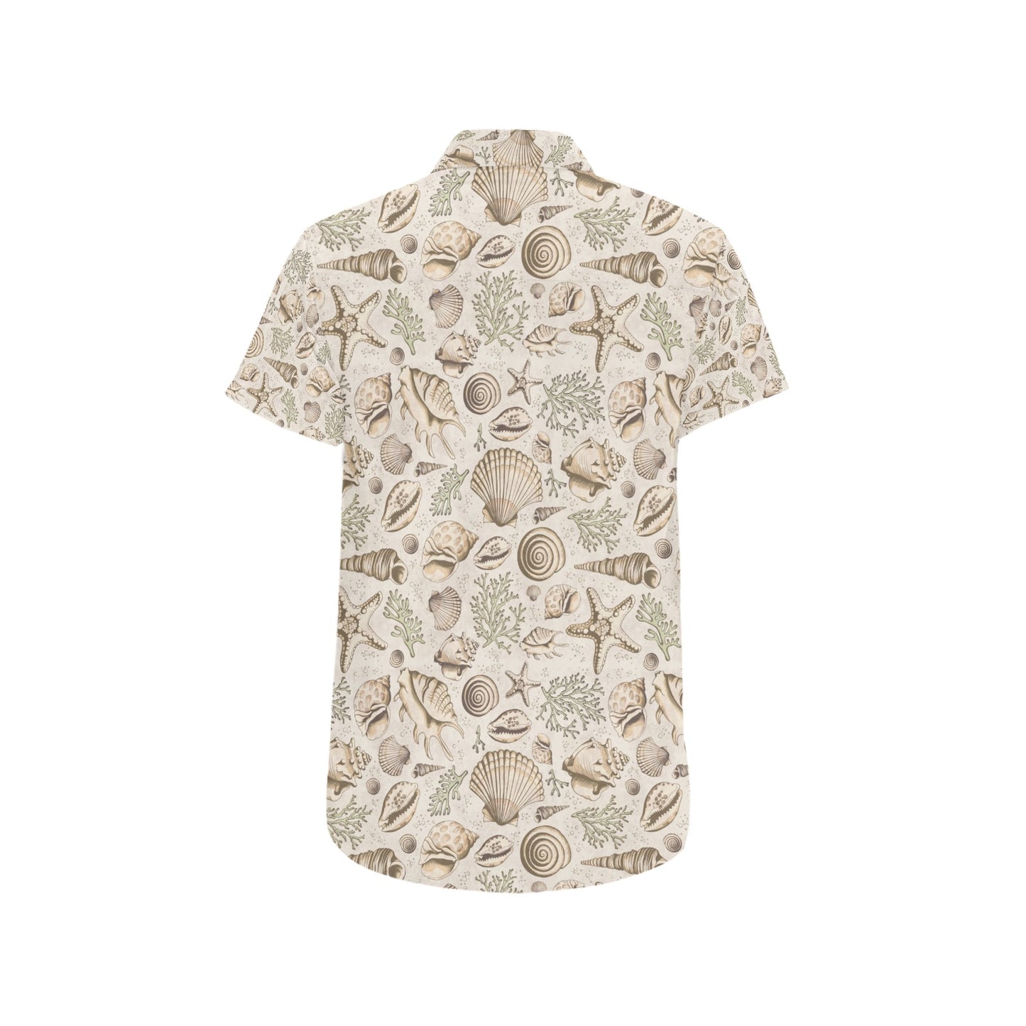 Seashell Print Design LKS304 Men Short Sleeve Button Up Shirt