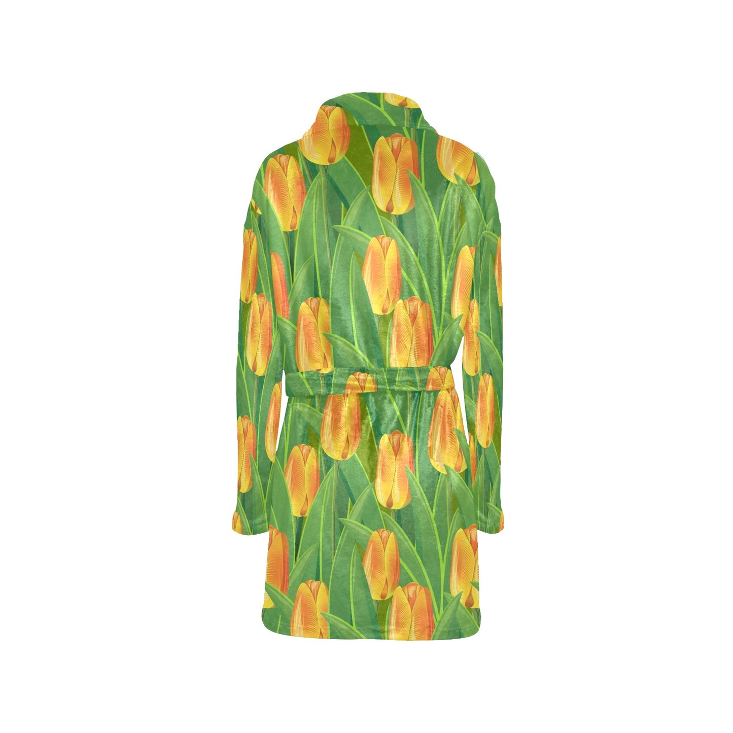 Tulip Orange Pattern Print Design TP07 Women's Fleece Robe
