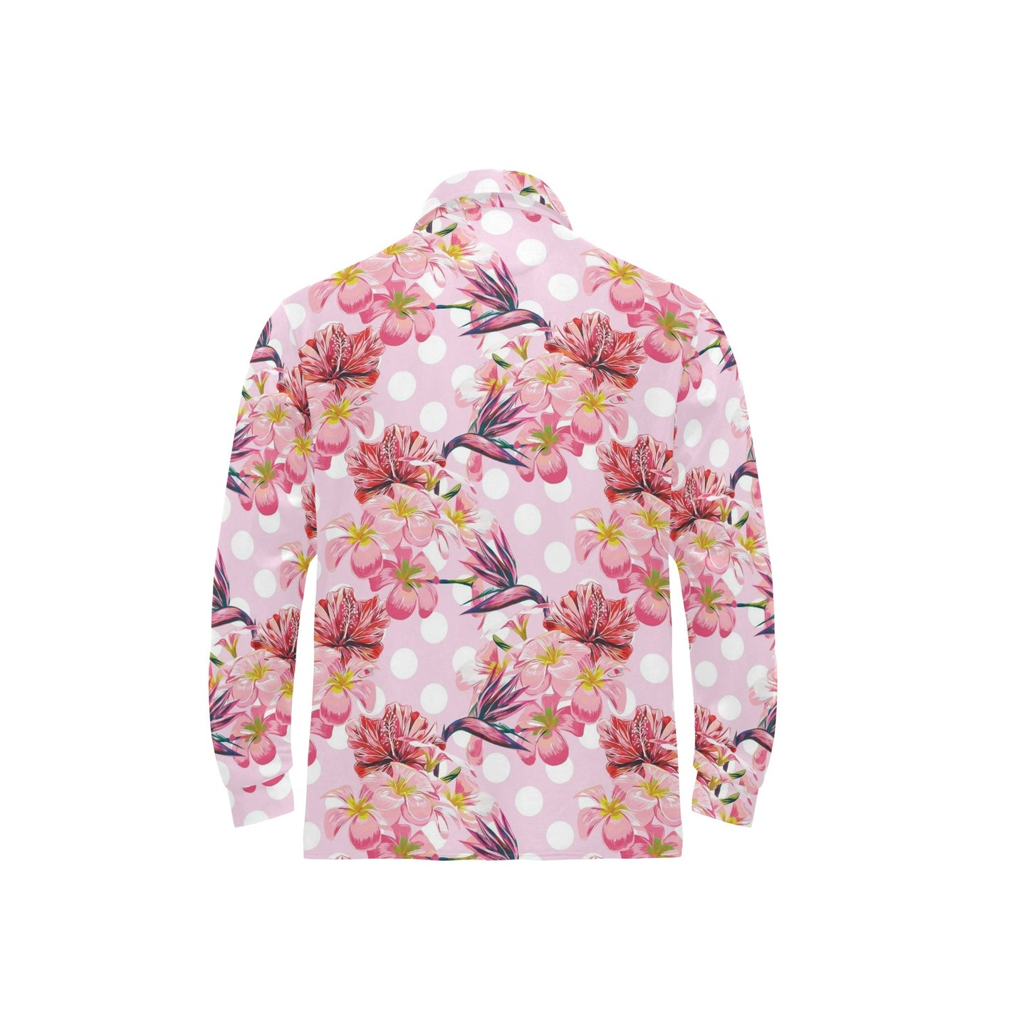 Bird Of Paradise Pattern Print Design BOP011 Long Sleeve Polo Shirt For Men's
