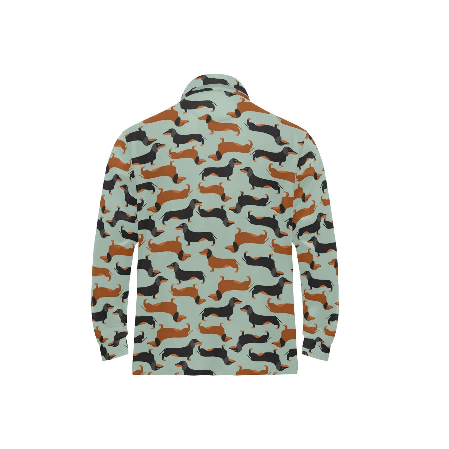 Dachshund Cute Print Pattern Long Sleeve Polo Shirt For Men's
