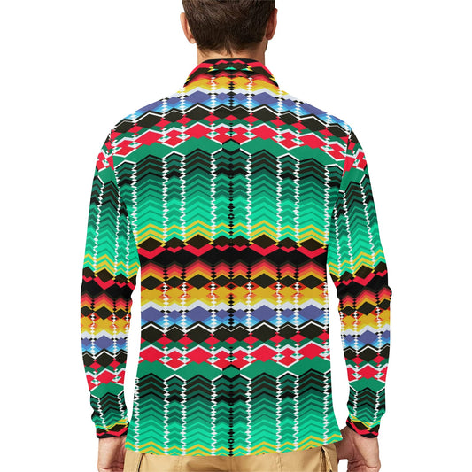 Serape Print Design LKS307 Long Sleeve Polo Shirt For Men's
