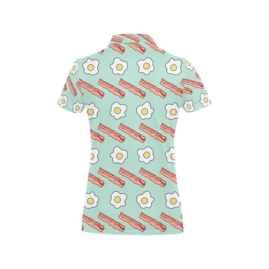 Bacon Sausage Pattern Print Design 01 Women's Polo Shirt
