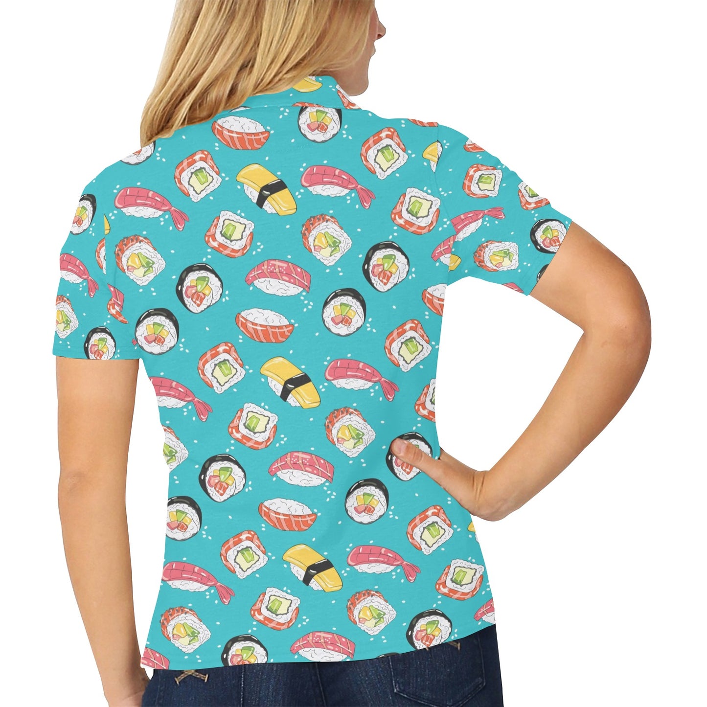 Sushi Print Design LKS305 Women's Polo Shirt