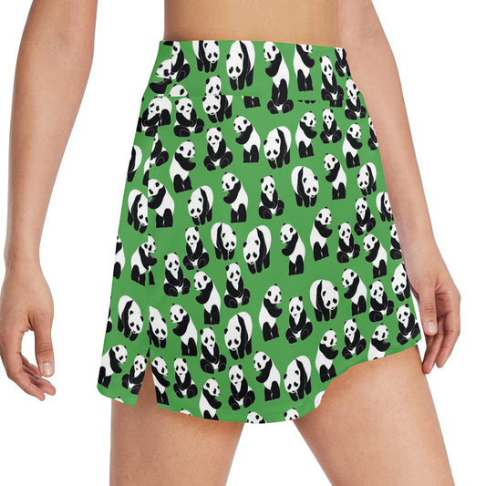 Panda Bear Pattern Themed Print 17" Golf & Pickleball Skort with Pockets