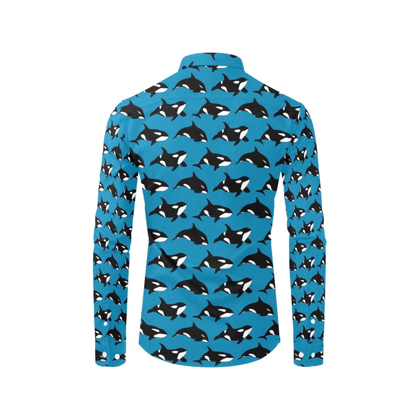 Whale Print Design LKS304 Men's Long Sleeve Dress Shirt