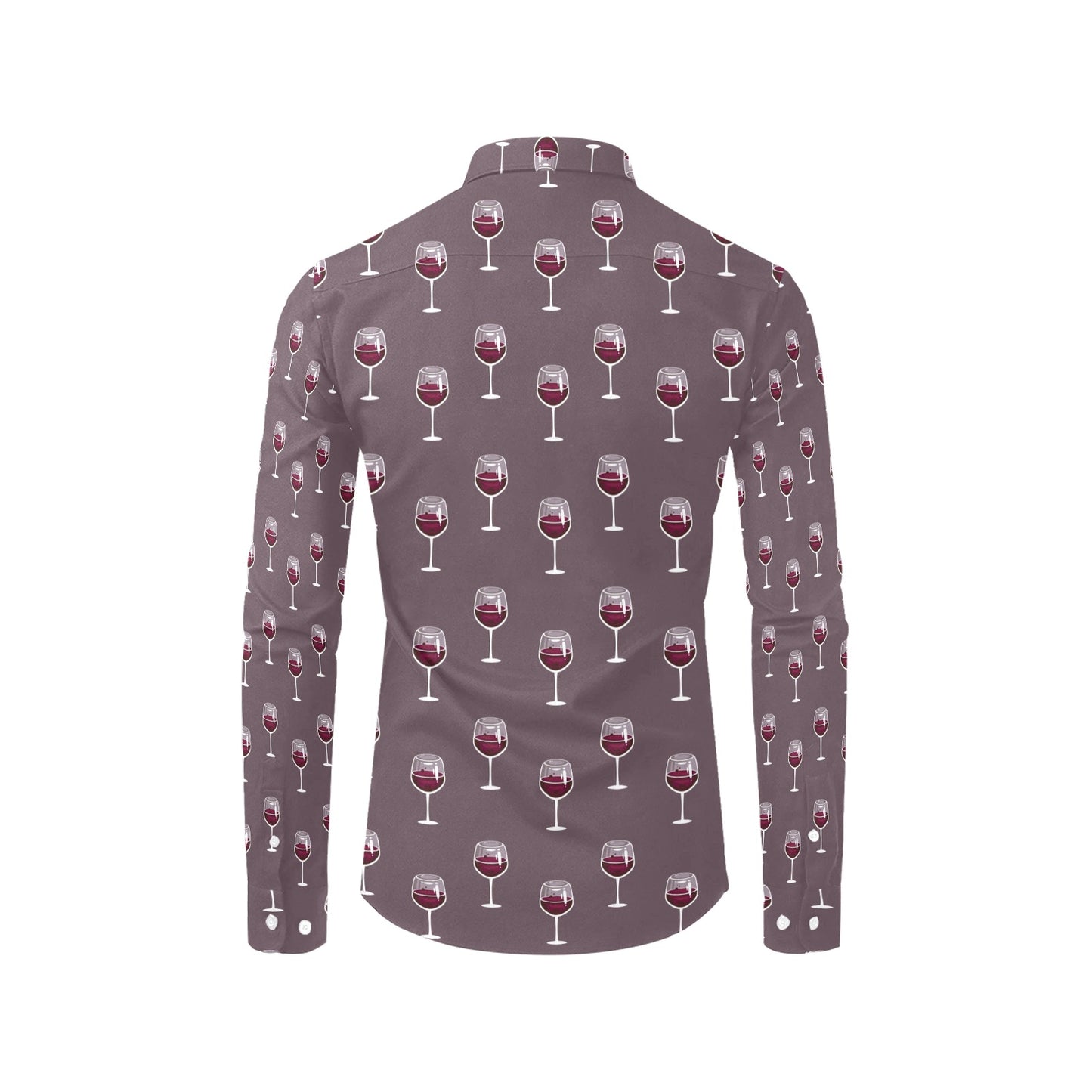 Wine Glass Pattern Print Design LKS305 Men's Long Sleeve Dress Shirt