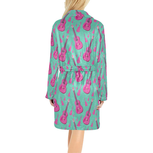 Acoustic Guitar Print Design LKS405 Women's Fleece Robe