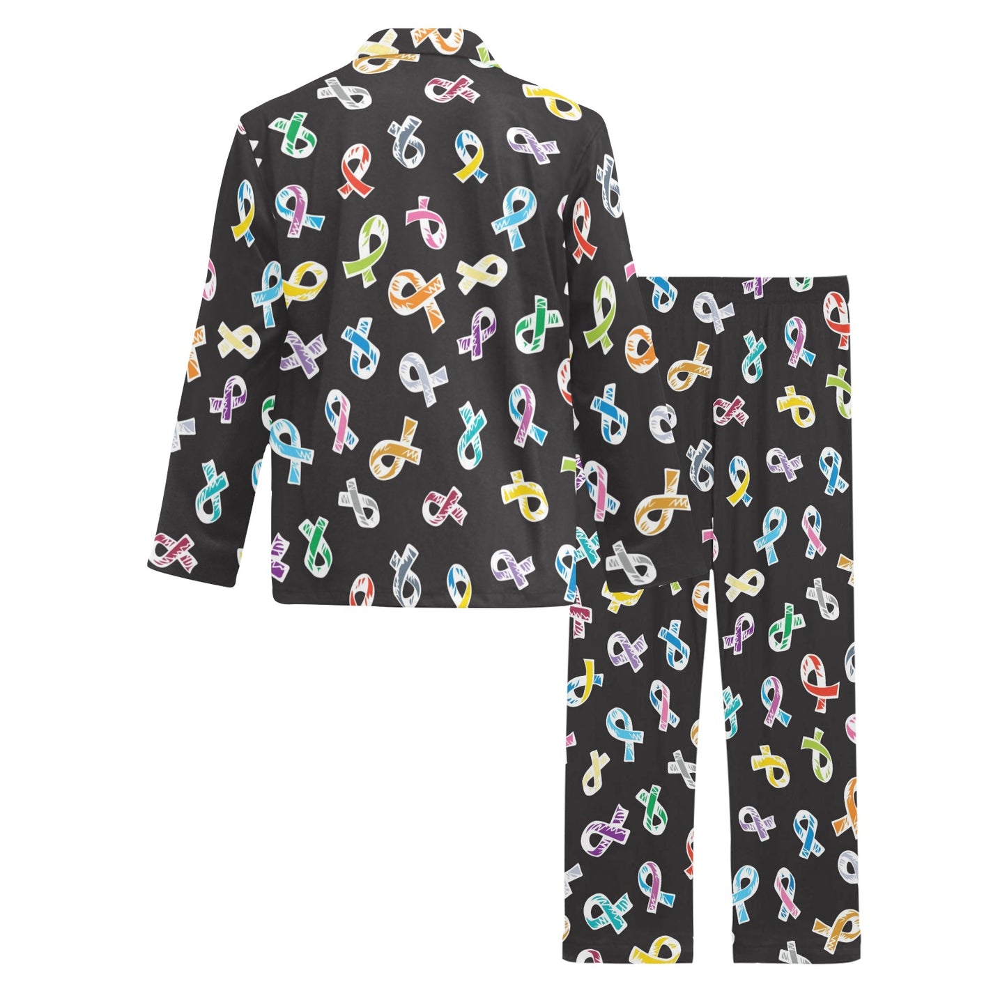 Cancer Awareness Pattern Print Design 02 Men's Long Pajama Set