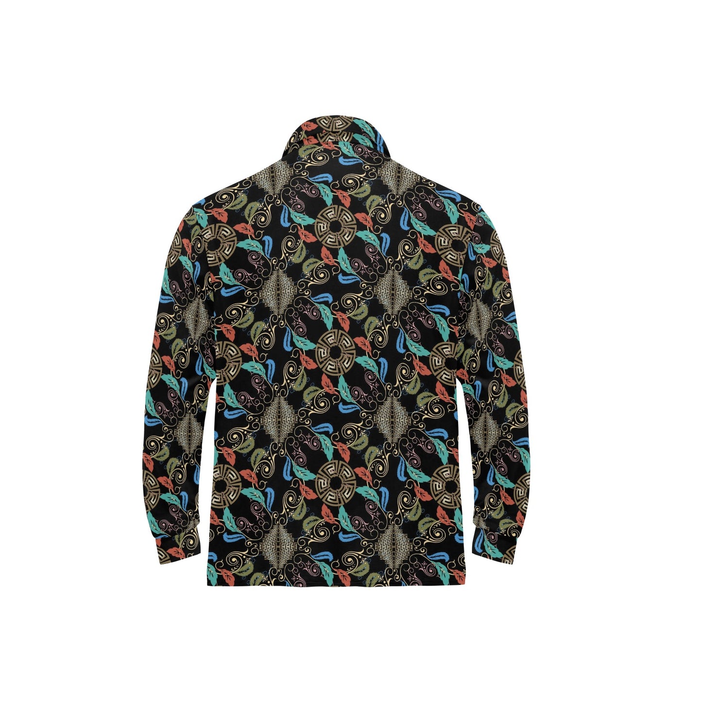 Ancient Greek Print Design LKS308 Long Sleeve Polo Shirt For Men's