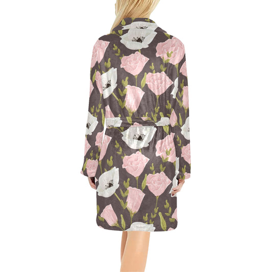 Anemone Pattern Print Design AM011 Women's Fleece Robe