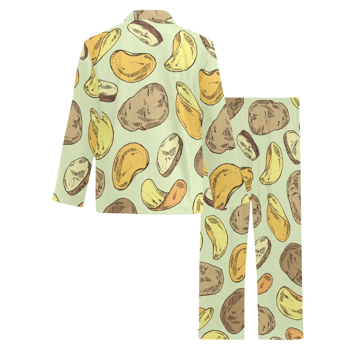 Potato Pattern Print Design A03 Men's Long Pajama Set