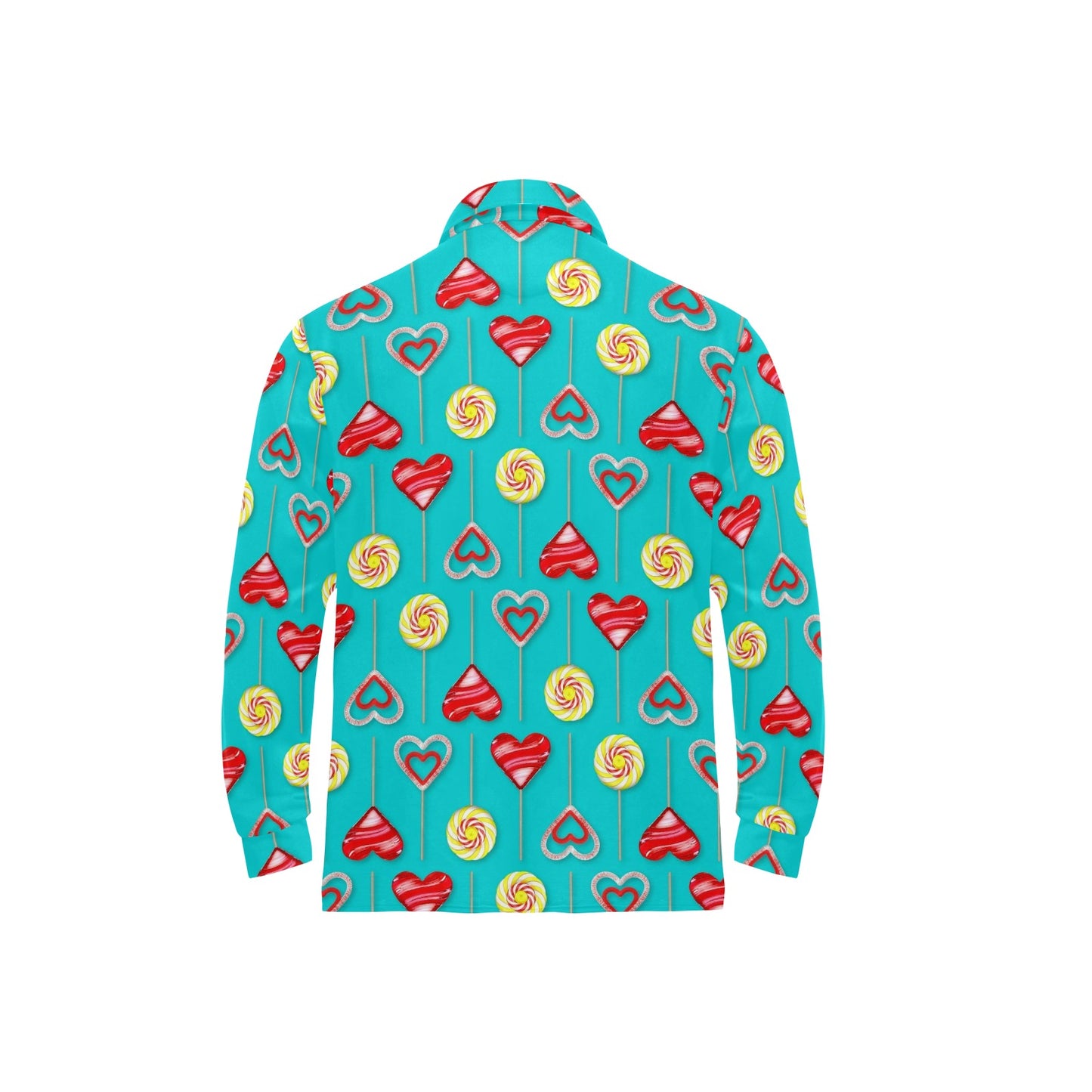 Lollipop Pattern Print Design LL06 Long Sleeve Polo Shirt For Men's