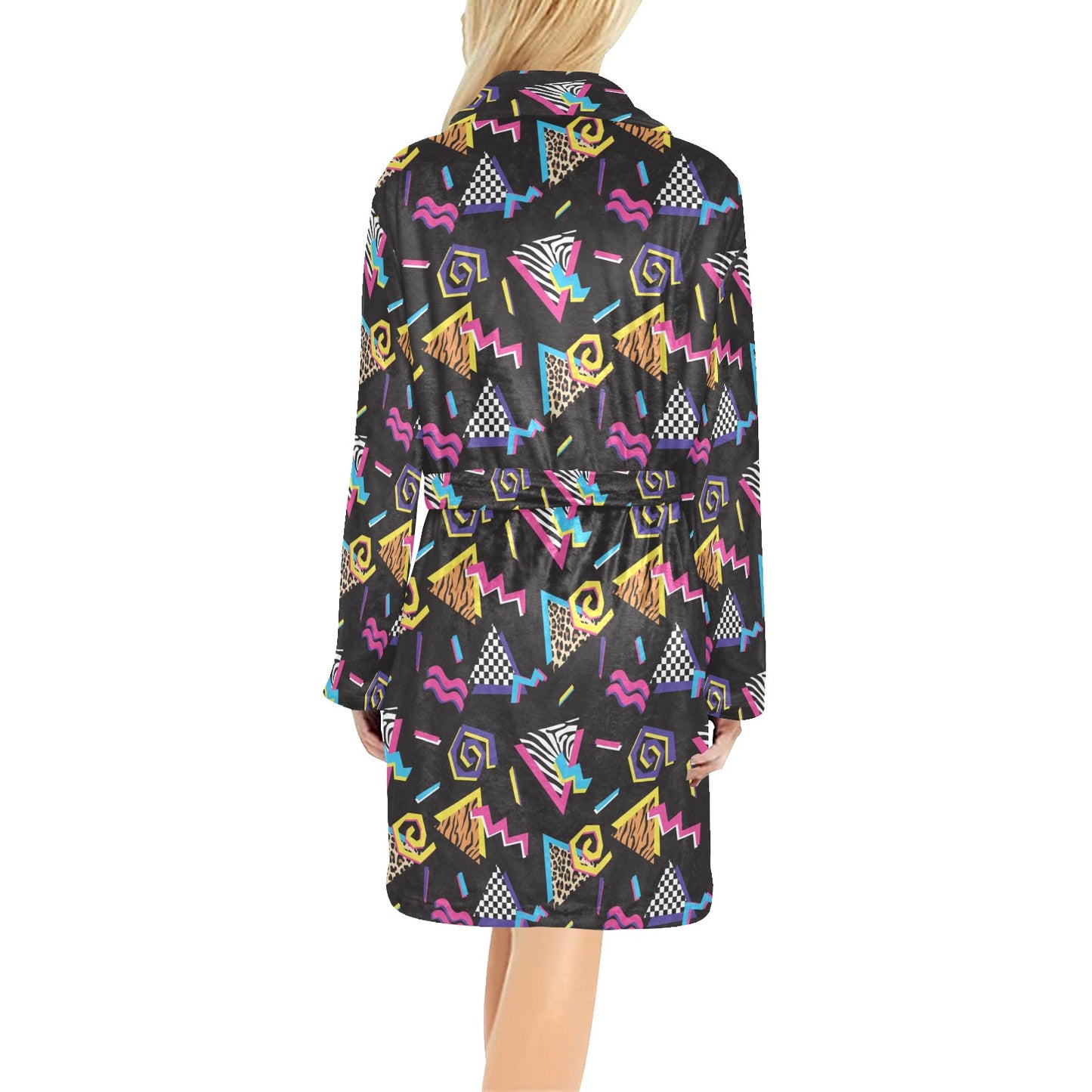 80s Pattern Print Design 3 Women's Fleece Robe