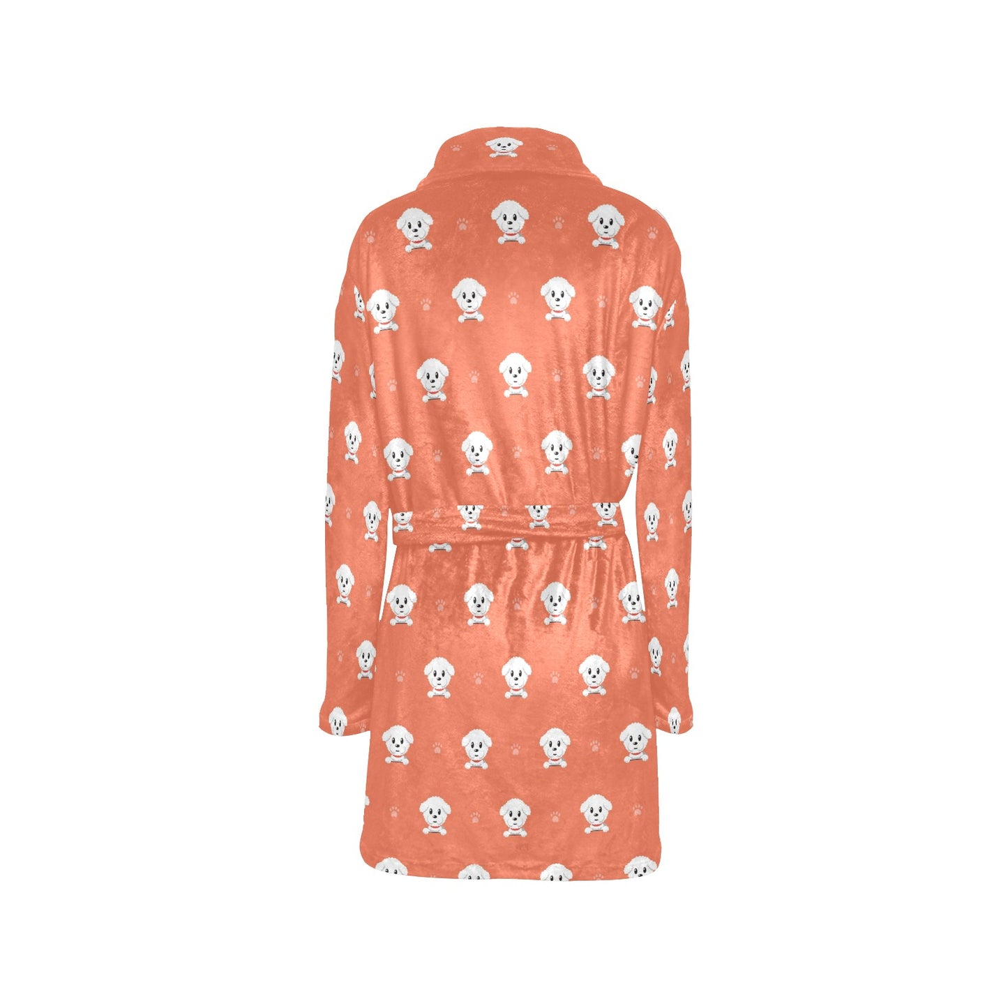 Bichons Frise Pattern Print Design 02 Women's Fleece Robe