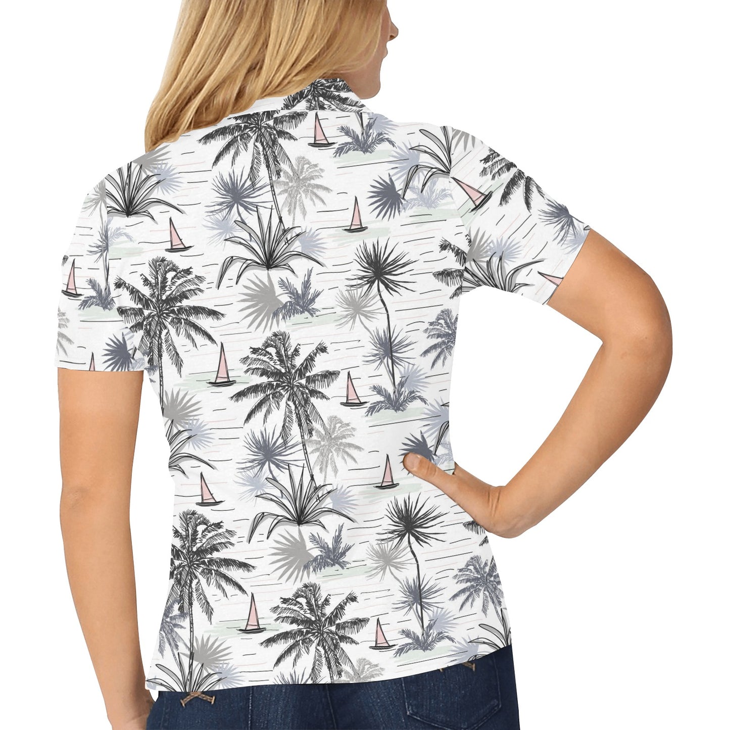 Pacific island Pattern Print Design A04 Women's Polo Shirt