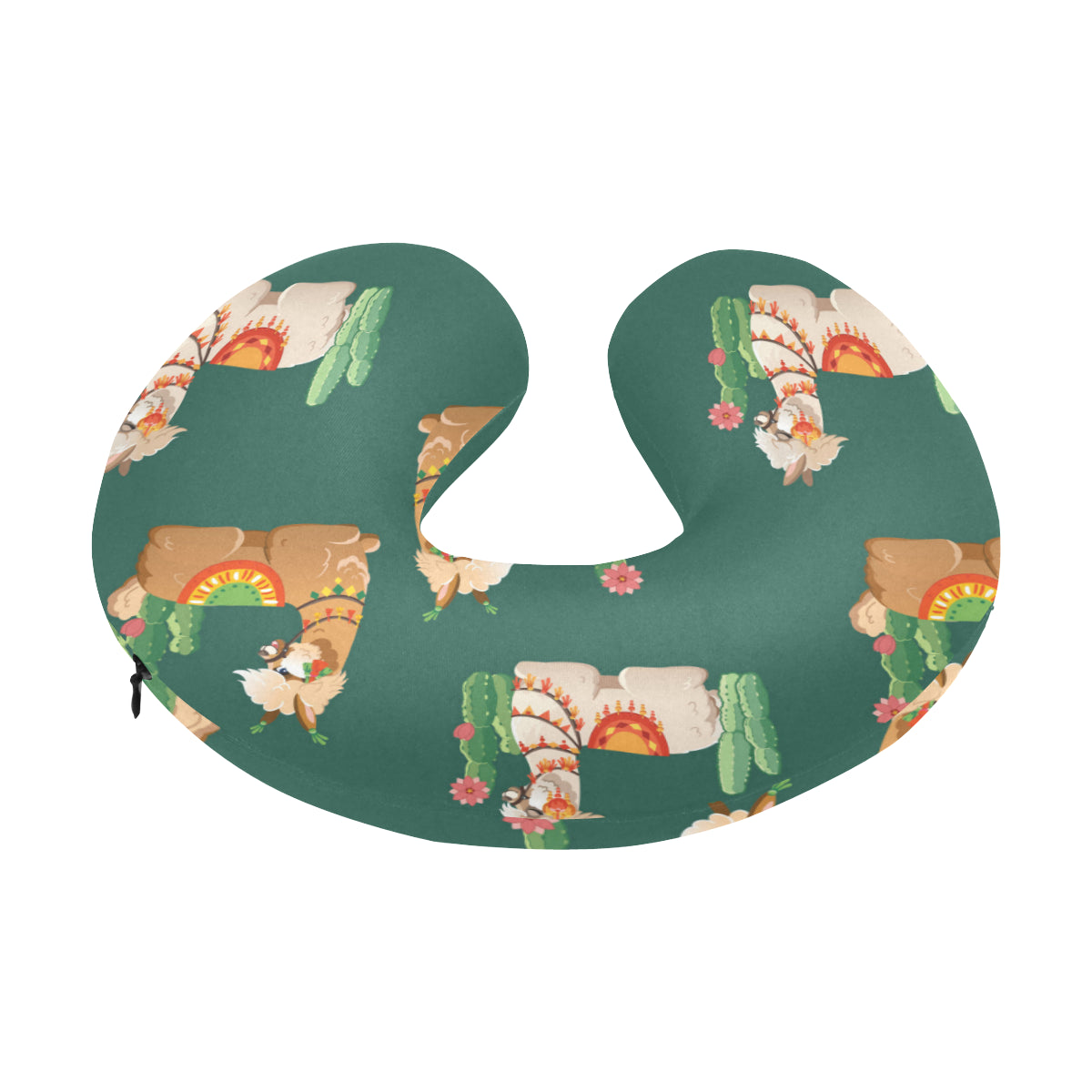Llama Cactus Pattern Print Design 07 U-Shaped Travel Neck Pillow