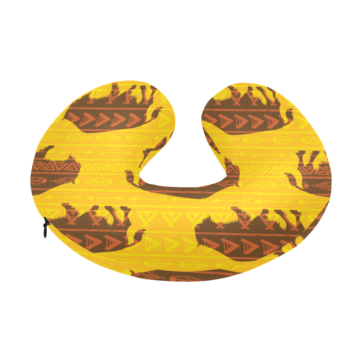 Bison Native Pattern Print Design 01 U-Shaped Travel Neck Pillow