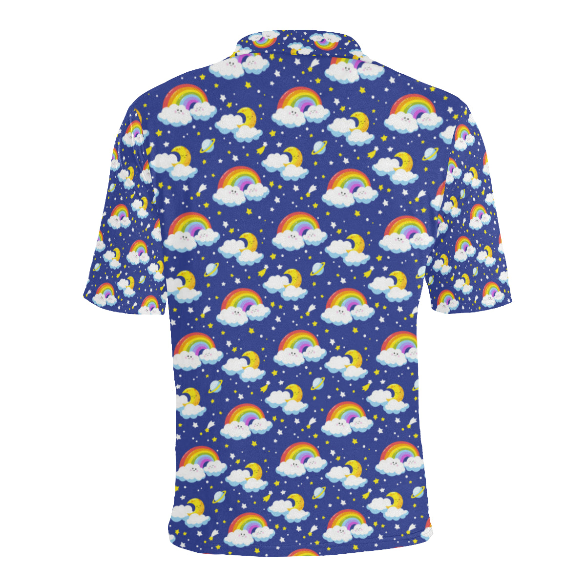 Rainbow Space Design Print Men Polo Shirt