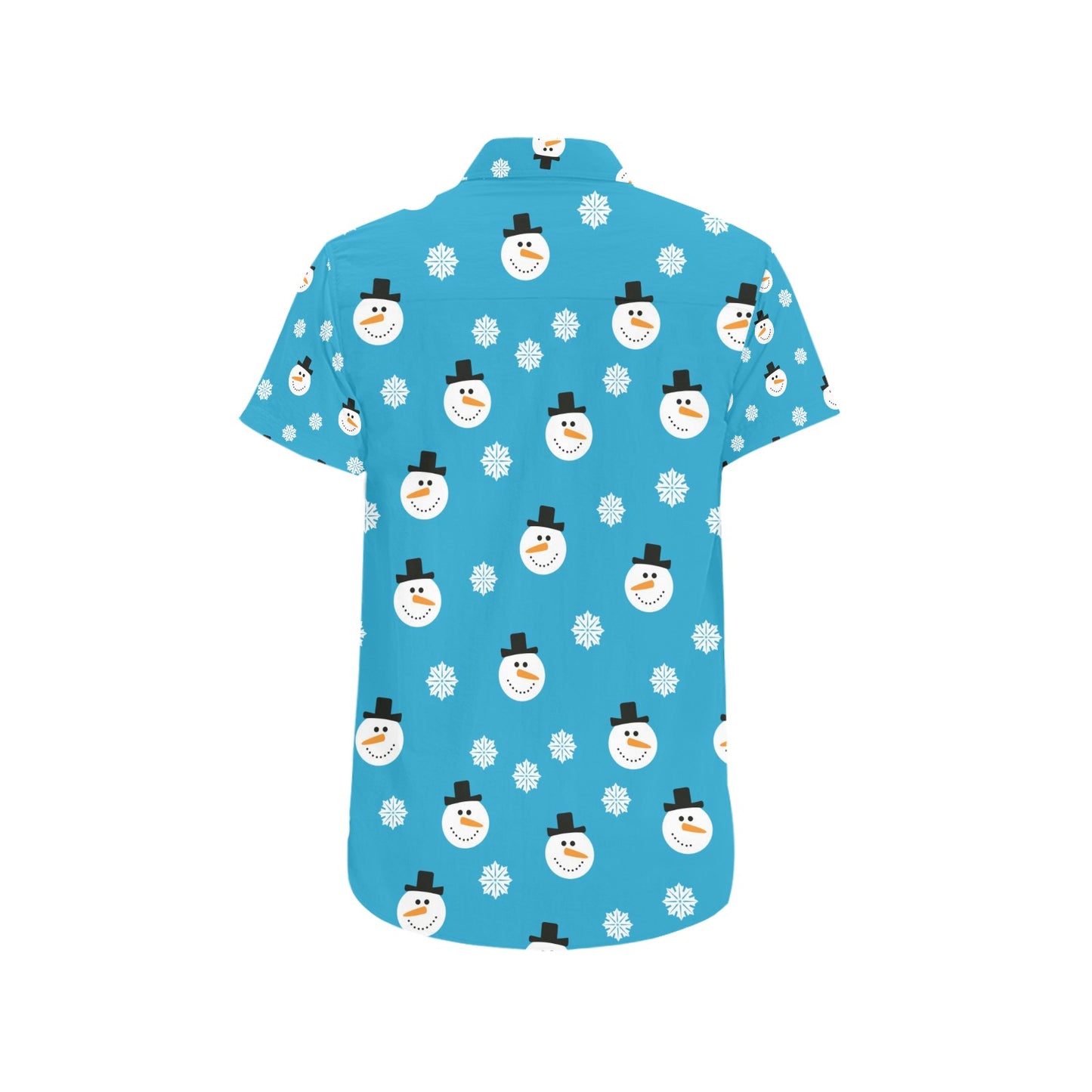 Snowman Print Design LKS303 Men Short Sleeve Button Up Shirt