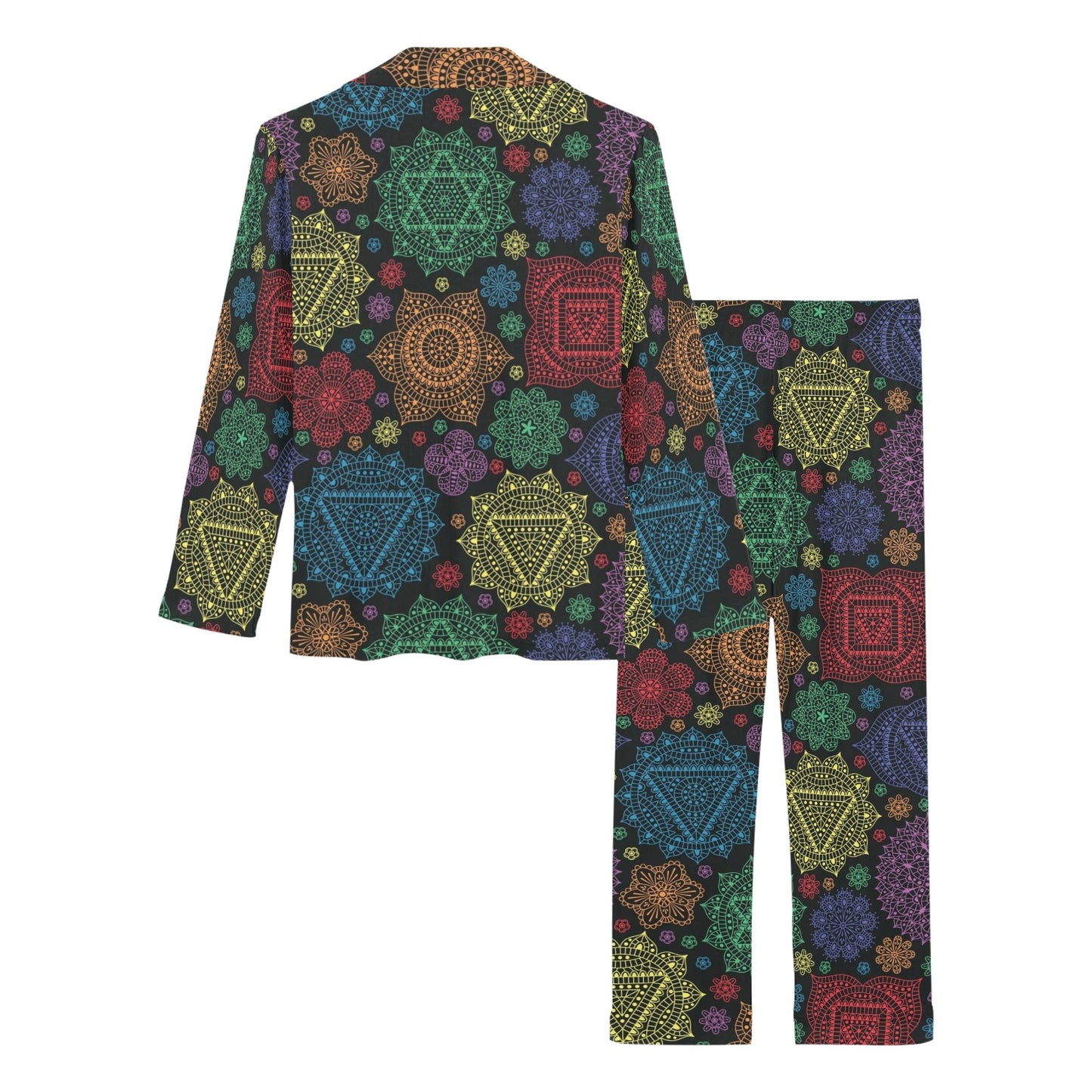 Chakra Mandala Print Pattern Women's Long Pajama Set