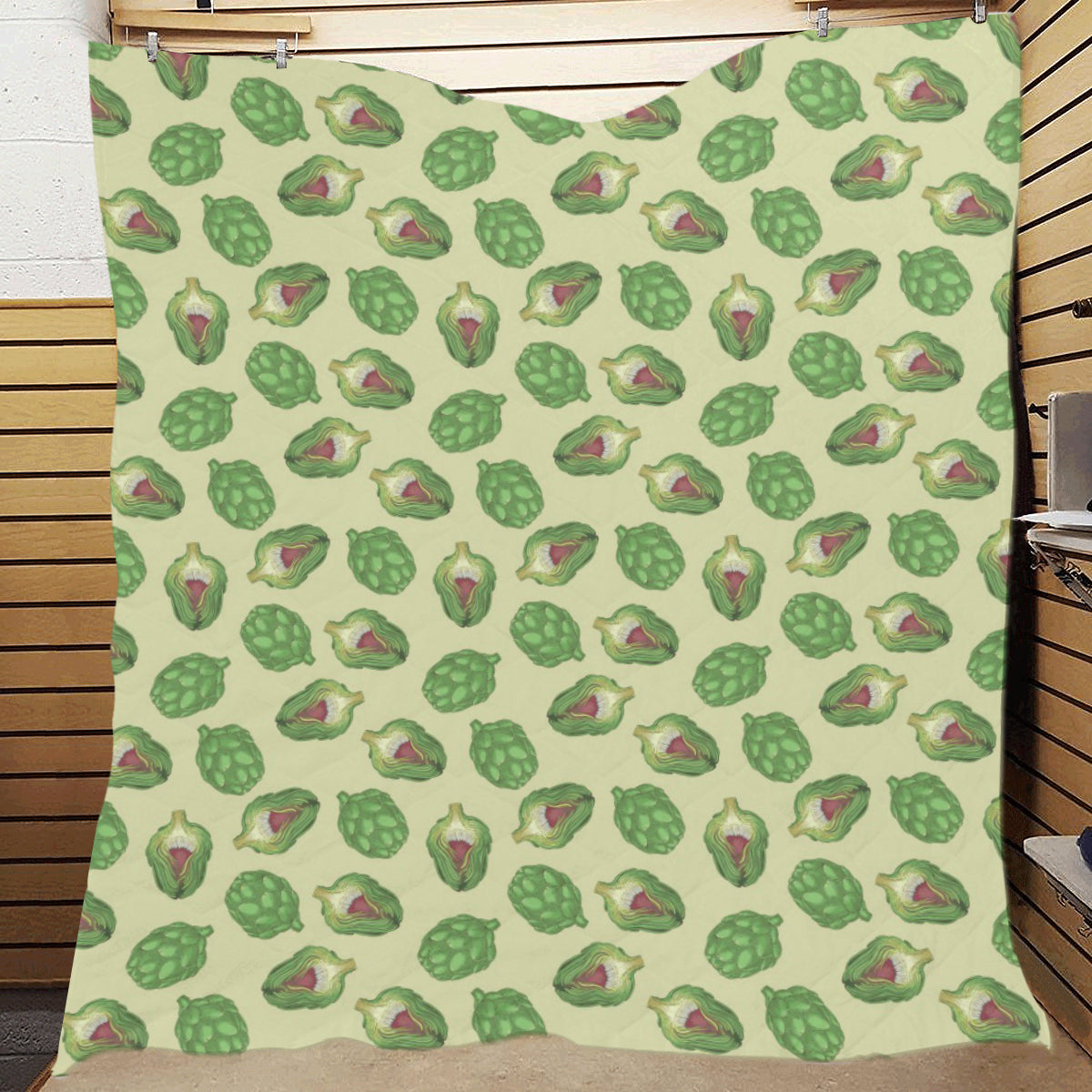 Artichoke Pattern Print Design 03 Premium Quilt