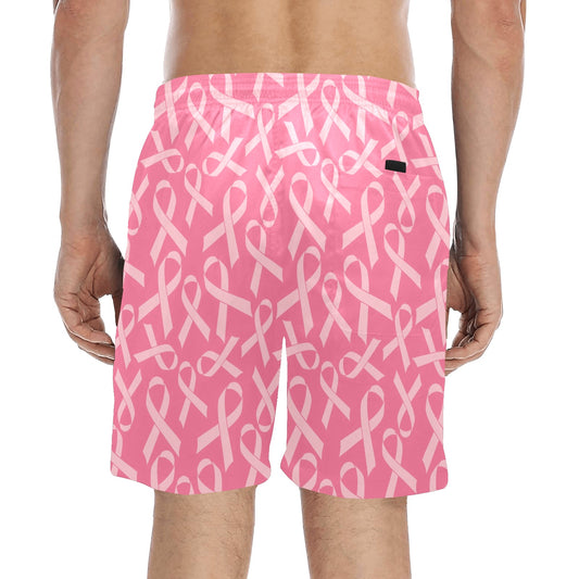 Breast Cancer Awareness Themed Men's Swim Trunks Beach Shorts